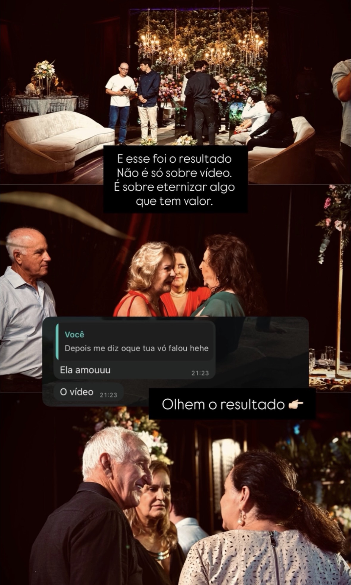 Feedback de cliente sobre vídeo de casamento entregue