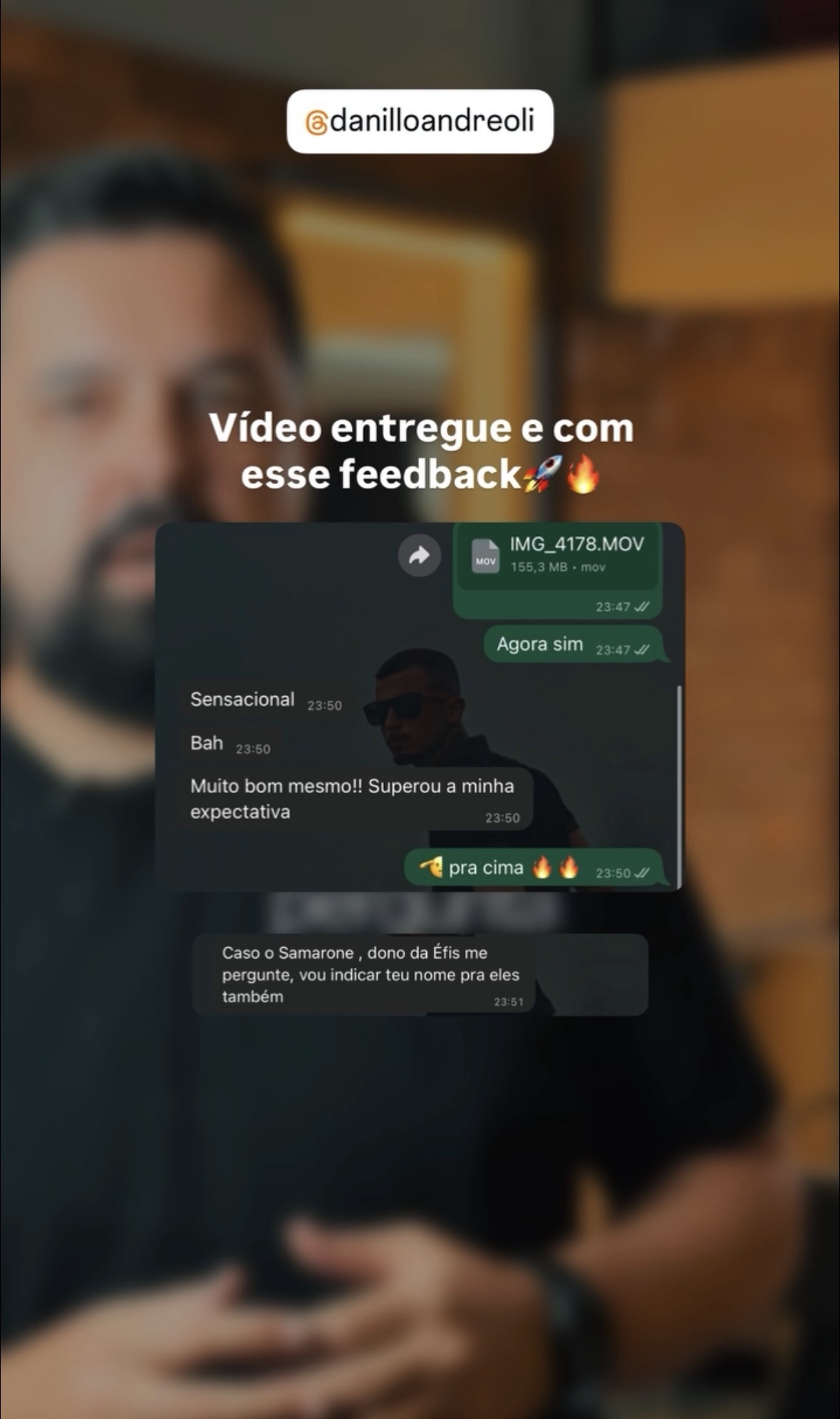 Feedback de cliente sobre vídeo entregue