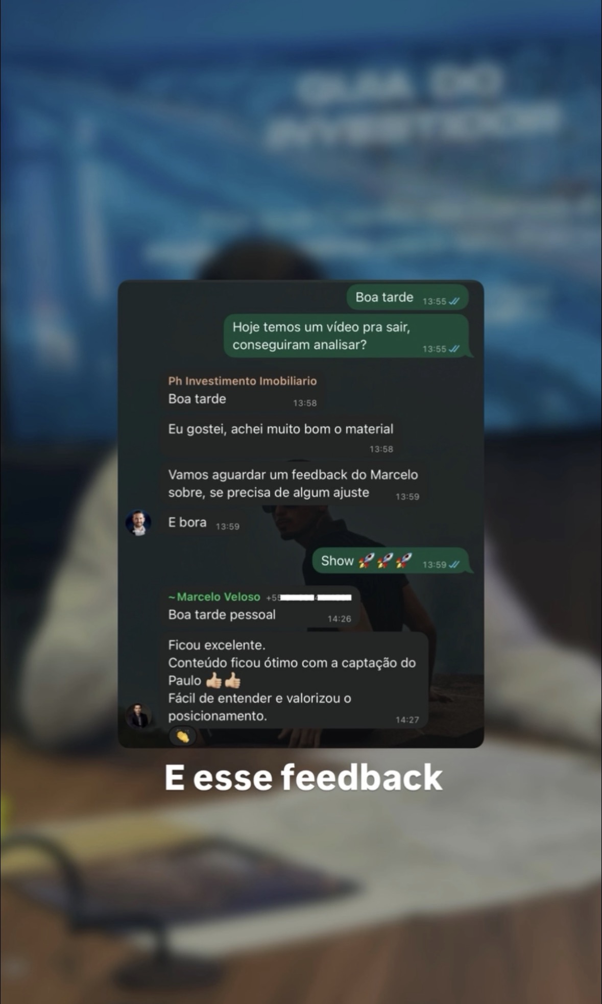 Feedback de cliente sobre conteúdo de posicionamento imobiliário